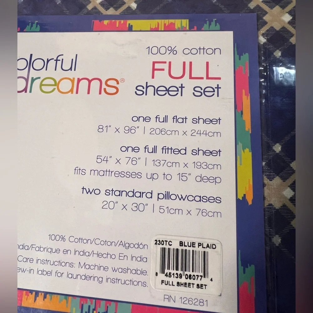 Blue Plaid Full Sheet Set